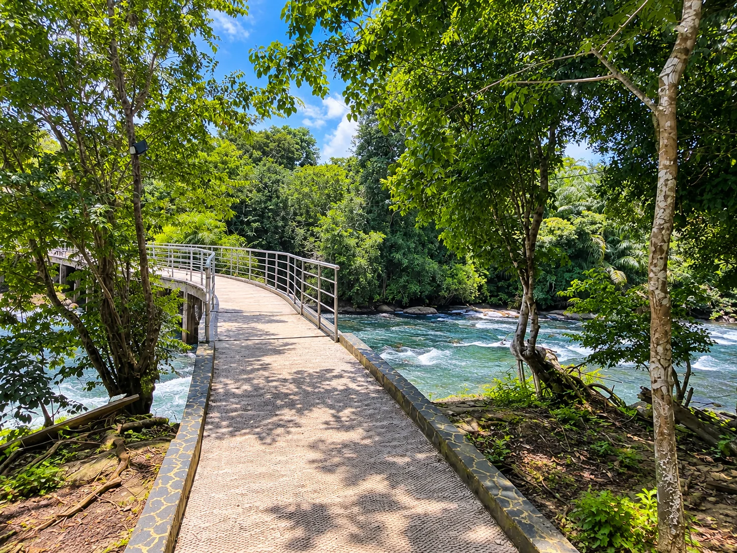 Riverside footpath with railings